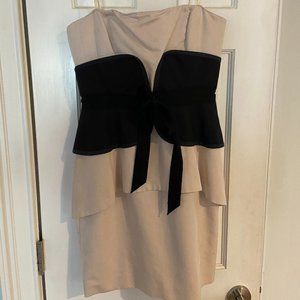 Strapless peplum cocktail dress
